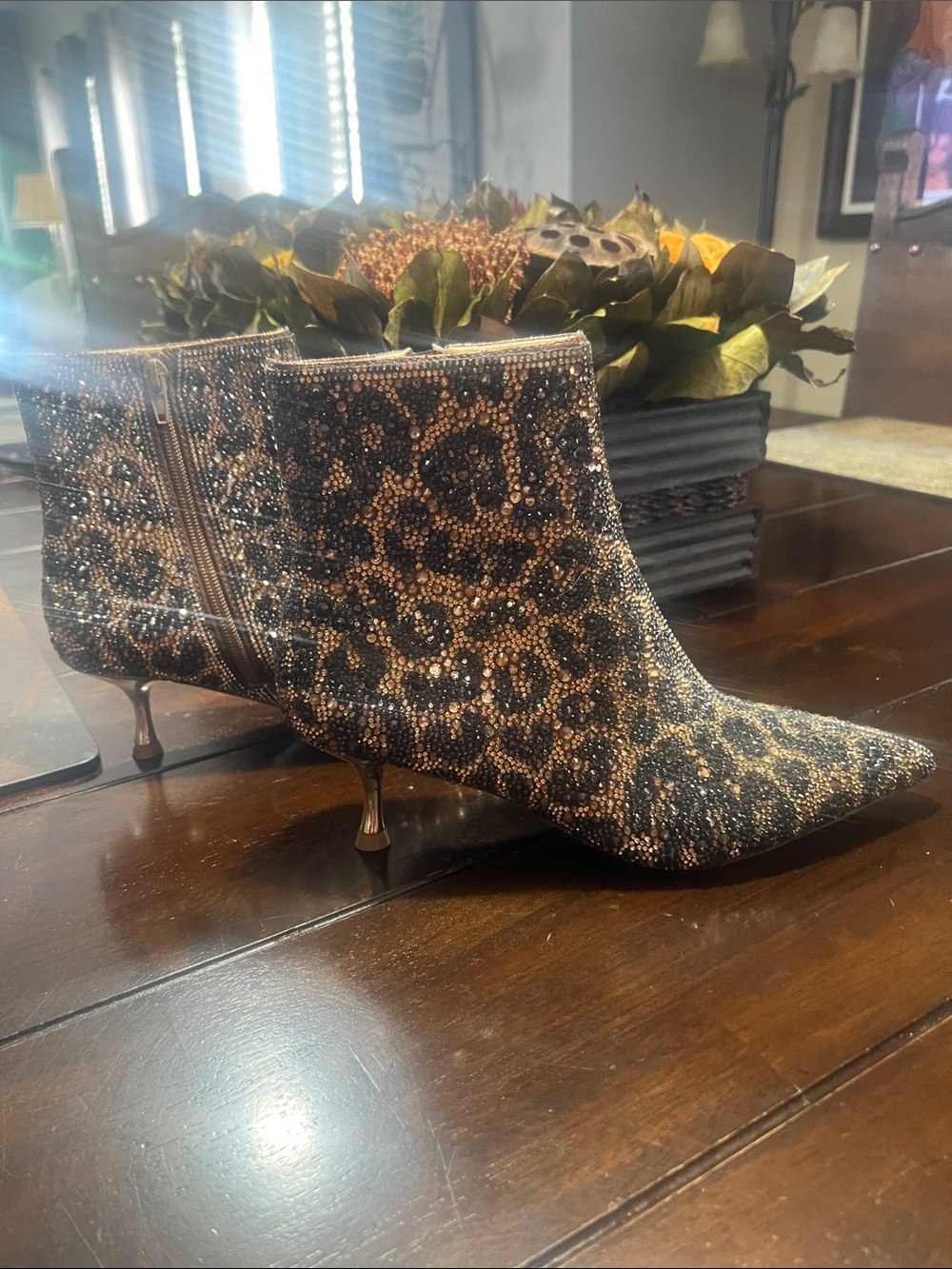 Betsey Johnson Leopard Print Kitten Heel Ankle Boots - Brown/Black